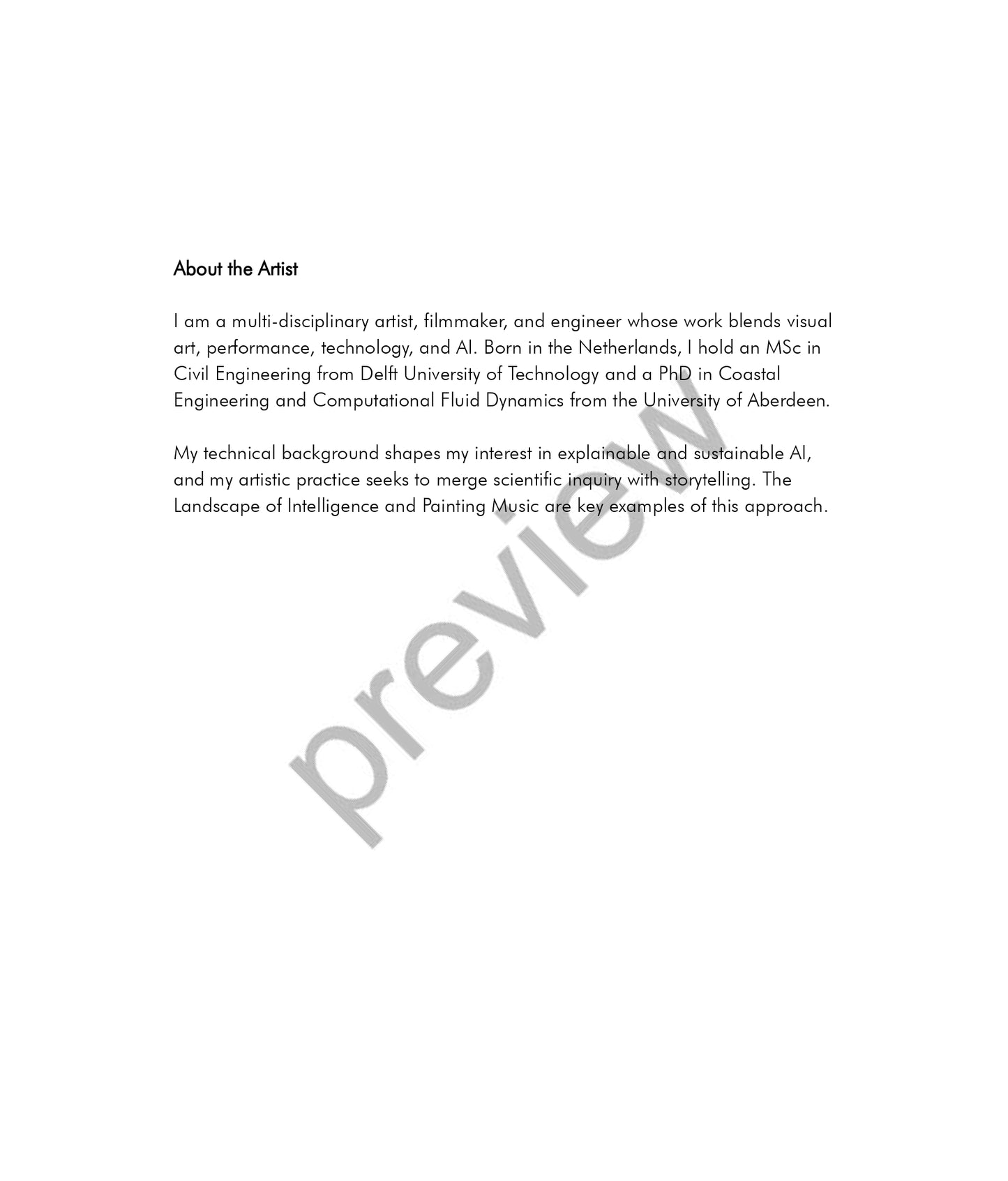 The Landscape of Intelligence - Tribute to Ada Lovelace -  Artist Booklet